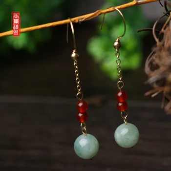 

Natural Jade Emerald Luck BEADS Earrings Charm Jewellery Fashion Accessories Hand-Carved Man Woman Amulet Gifts