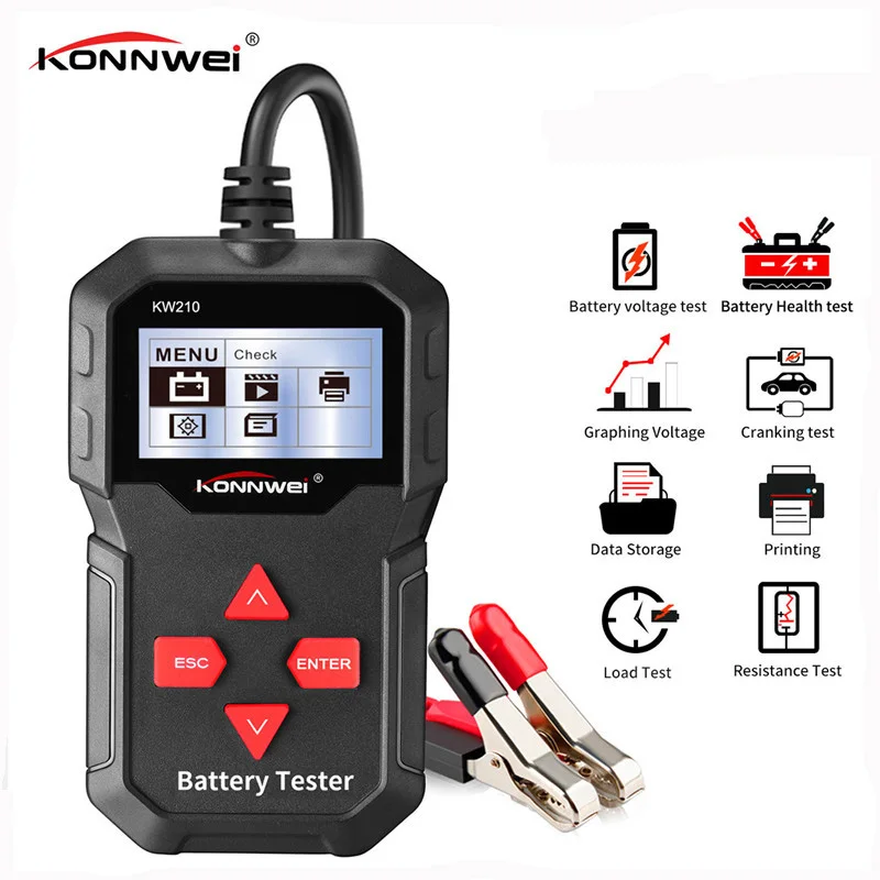 

KONNWEI KW210 12V Car Battery Tester 100 to 2000CCA Battery tools Auto Battery Analyzer For The Car Cranking Charging Diagnostic