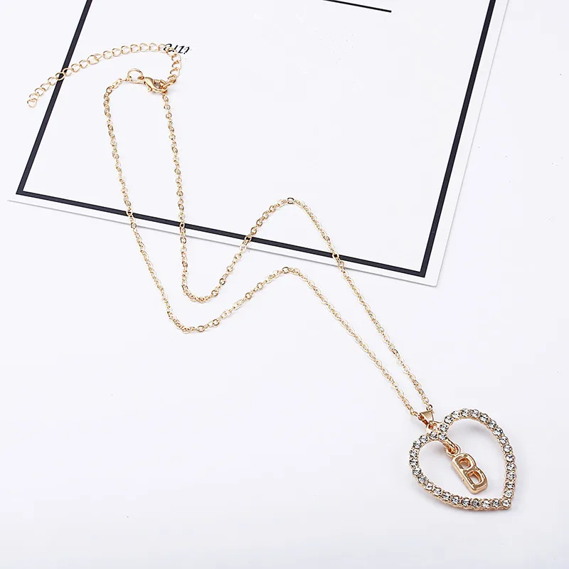 Трендовое романтическое ожерелье с надписью «Начальная буква», ожерелье с подвеской в виде сердца для девочек и женщин, модное золотое ожерелье с алфавитом и кристаллами, ювелирное изделие