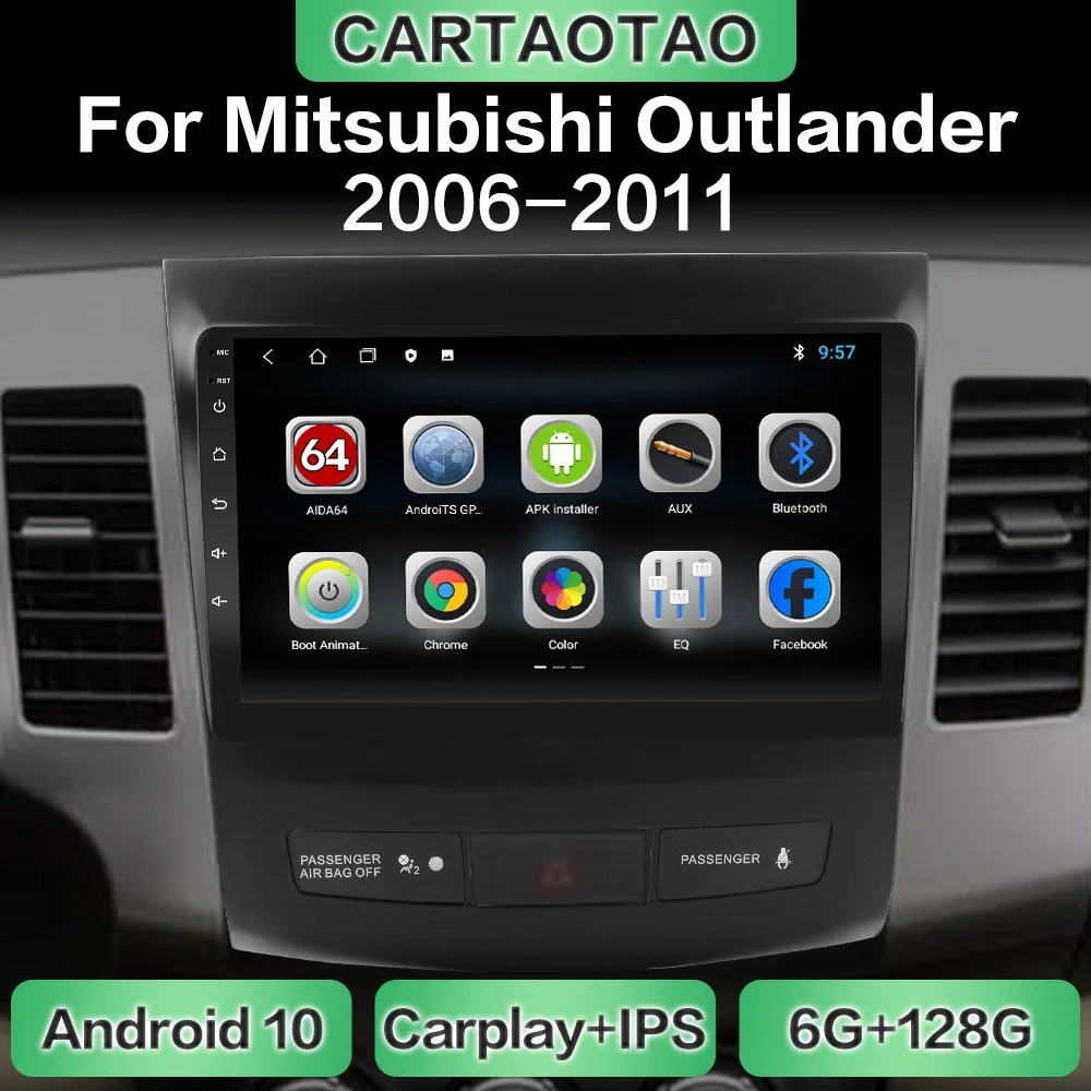 Android 10.0 DSP RDS IPS car radio GPS navigation WiFi CarPlay multimedia player for Mitsubishi Outlander xl 2 2006-2011 2din | Автомобили