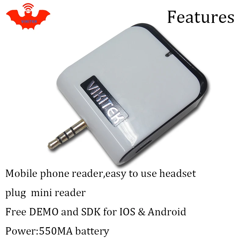 UHF RFID считыватель micro pocket портативный мини VIKITEK VPR01 штепсельная вилка с отверстием