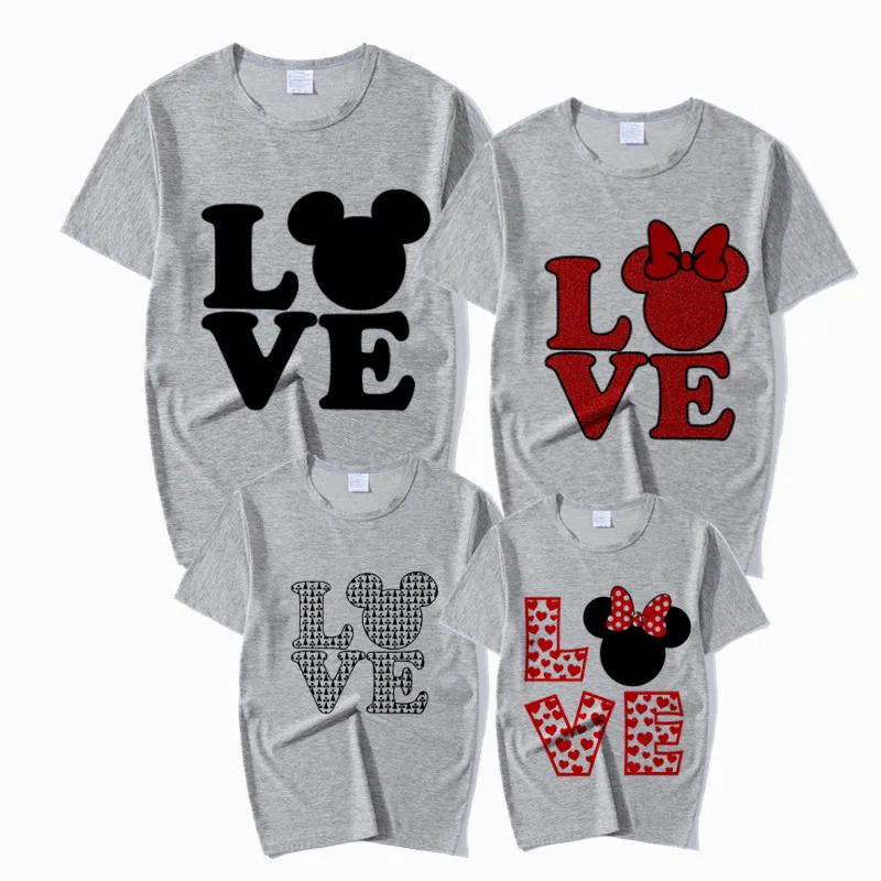Одинаковые комплекты с принтом «Love mouse» для всей семьи, футболка, мама папа, сын, семейная одежда для маленьких девочек, детская футболка