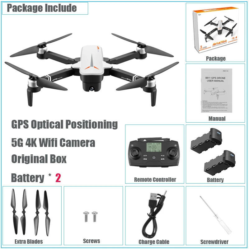 1000M Control Distance GPS Drone Dual Camera Toys With 4K HD Camera Quadcopter 5G Wifi FPV Helicopter GPS Position Optical Flow - Цвет: 2 BAT Original box
