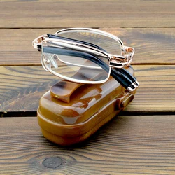 Crystal Lens Folding Foldable Reading Glasses Includes Amber Portable Glasses Case +0.75 +1 +1.25 +1.5 +1.75 +2 +2.25 +2.5 to +6