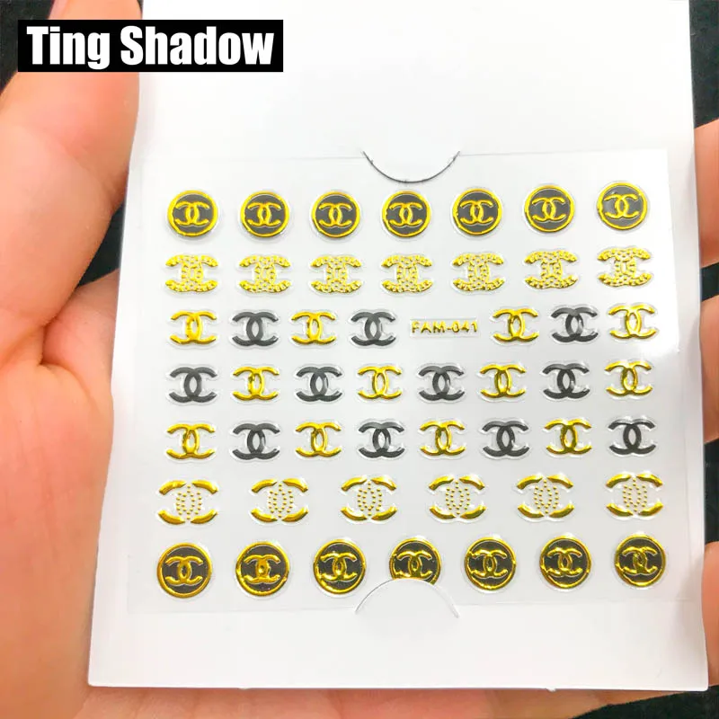60pcs FAM041 1 Набор = 60 шт брендовых металлических наклеек для ногтей - Цвет: 60pcs FAM041