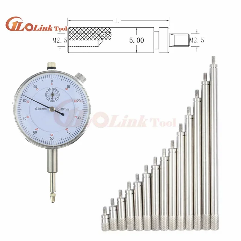 Extension Rods for Dial Indicators Probe Connecting Rod HSS Accessory More Specifications M2.5*10mm-100mm Measuring Tools dial indicator extension rod