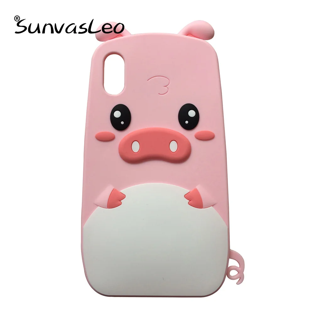 Cute Pig Для iPhone 5, 5S, 5C, SE, 6, 6s, 7, 8 Plus, X, XS, XR, XS Max, 3D, милый детский чехол для мобильного телефона с мультяшными животными, мягкий силиконовый чехол-накладка - Цвет: Cute Pig