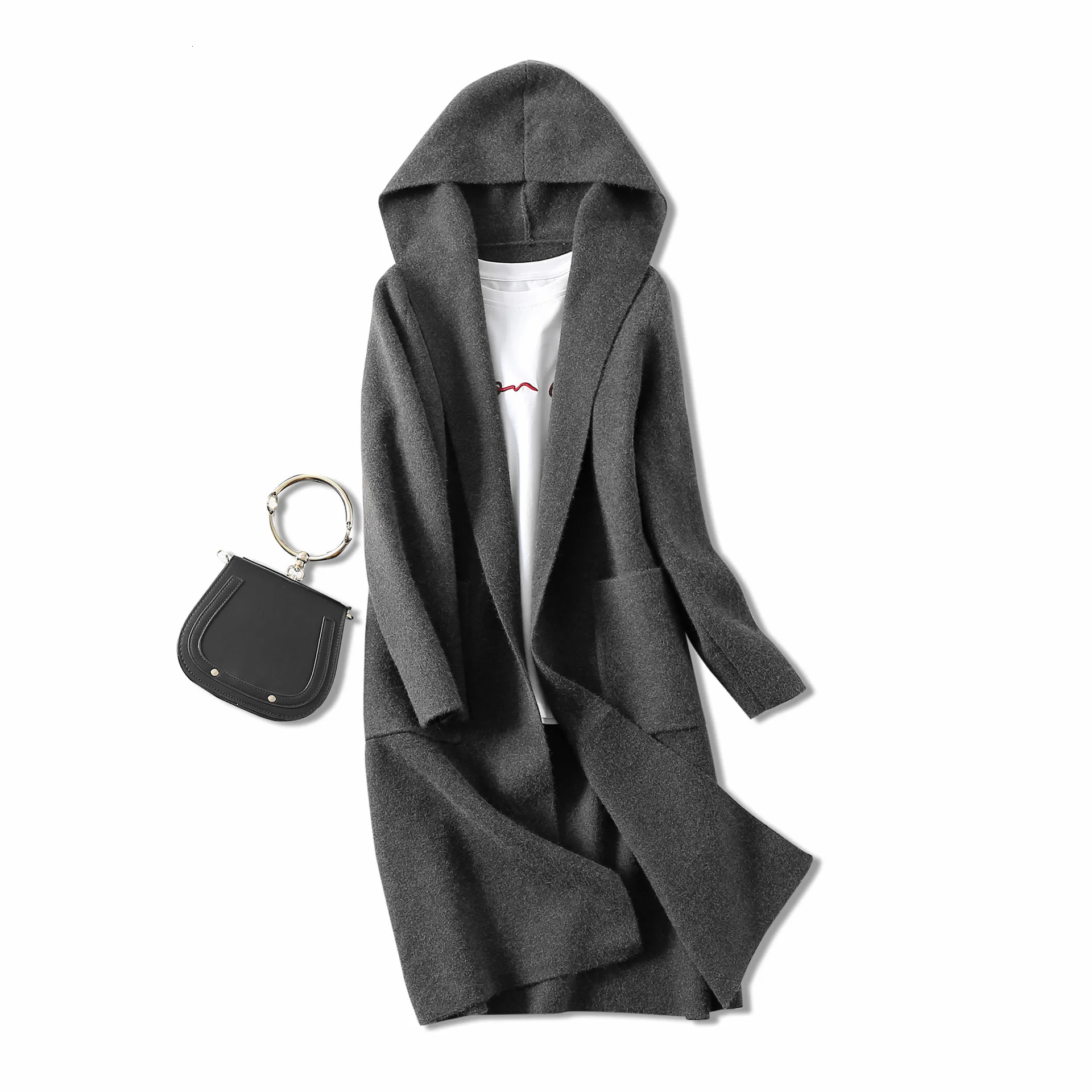Women Korean Winter Long hooded Overcoat Outwear Coat Loose Plus Size Cardigans Long Sleeve Manteau Femme Hiver Elegant