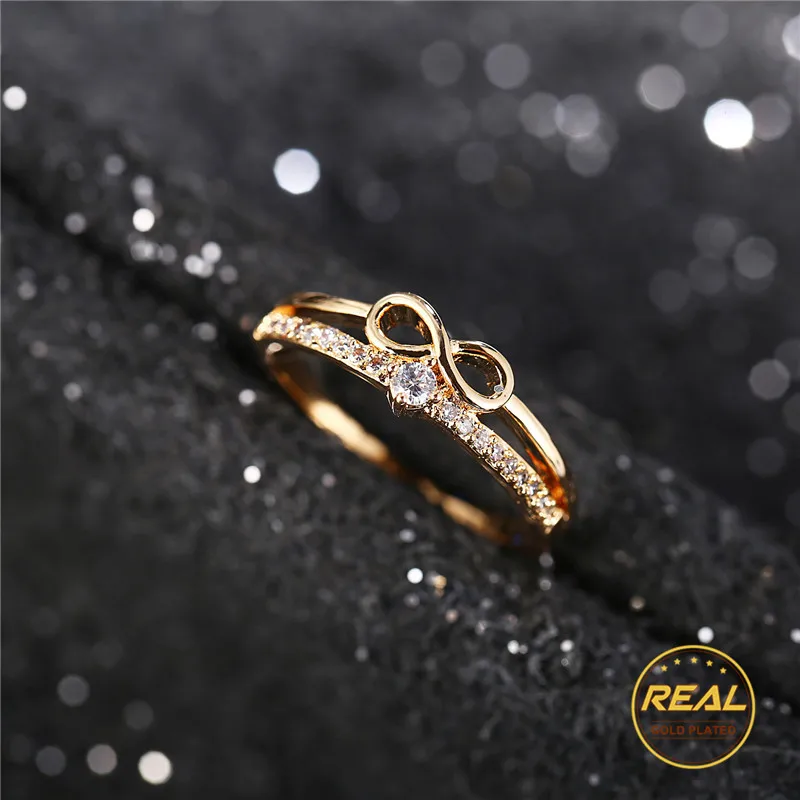Женские кольца с кубическим цирконием бесконечные для женщин Lover Мода Bijoux Золотое кольцо для помолвки с сердцем вечерние свадебные ювелирные изделия