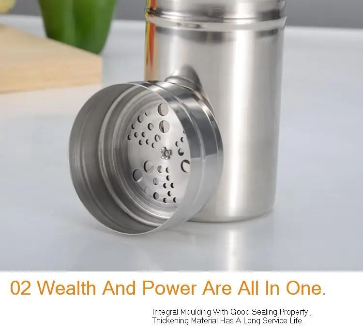 Glutamate Pot Pepper Bottle To Flavor Bottle Barbecue Parts Rotating Canister Powder Tube Stainless Steel Pepper Spice Salt Jar