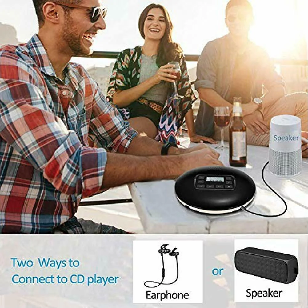 

Round Small HIFI Home USB CD Player Anti-shock Battery Powered Portable Car LCD Display Anti-Skip Music Personal Compact