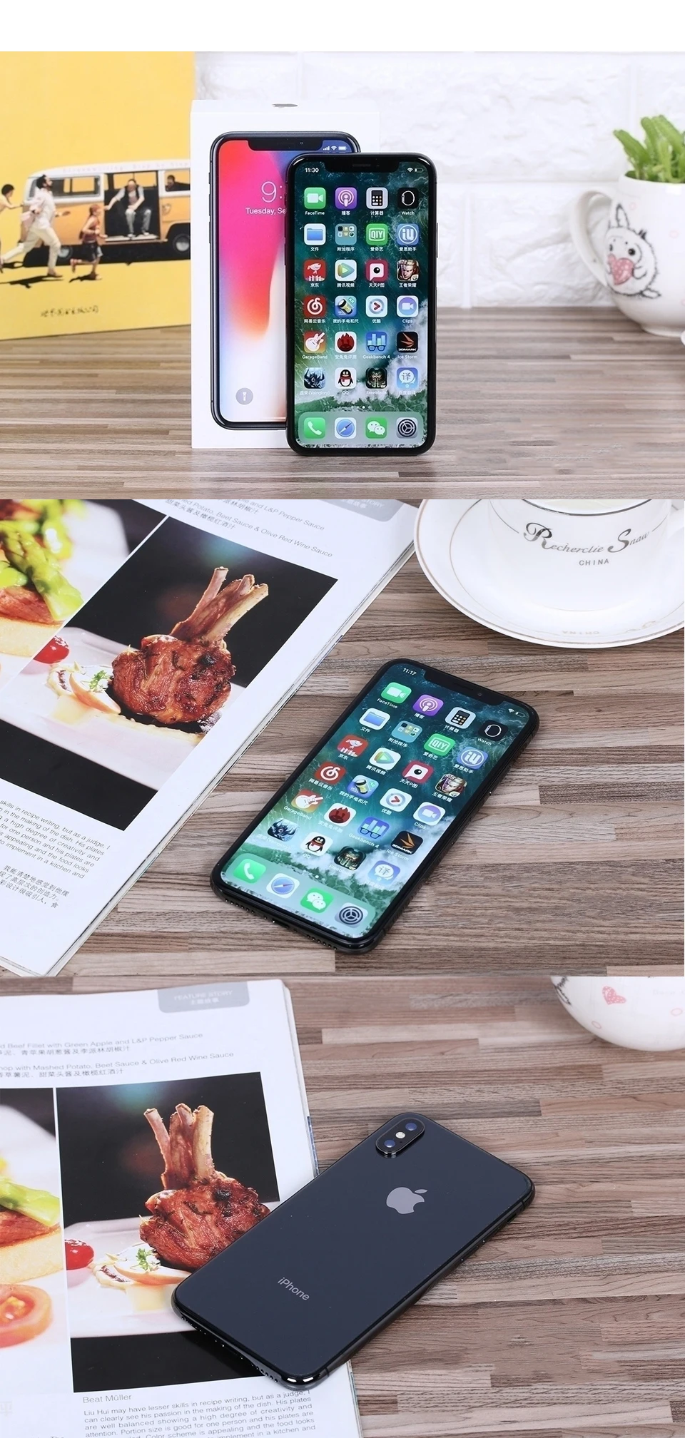 Apple iPhone X, Face ID, 64 ГБ/256 Гб ПЗУ, 5,8 дюймов, 3 Гб ОЗУ, 12 Мп, шестиядерный процессор, iOS A11, двойная задняя камера, 4G, LTE, разблокировка, 2716 мАч