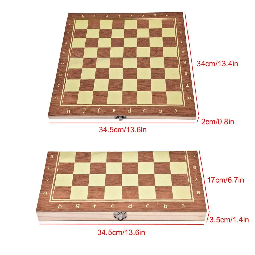 grande conjunto de xadrez de placa dobrável 34*17*3.5cm