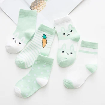 

5 Pair Baby Boys Girls Boys Socks Cartoon Pattern Socks Set Cotton Warm Floor Socks Leg Warmer