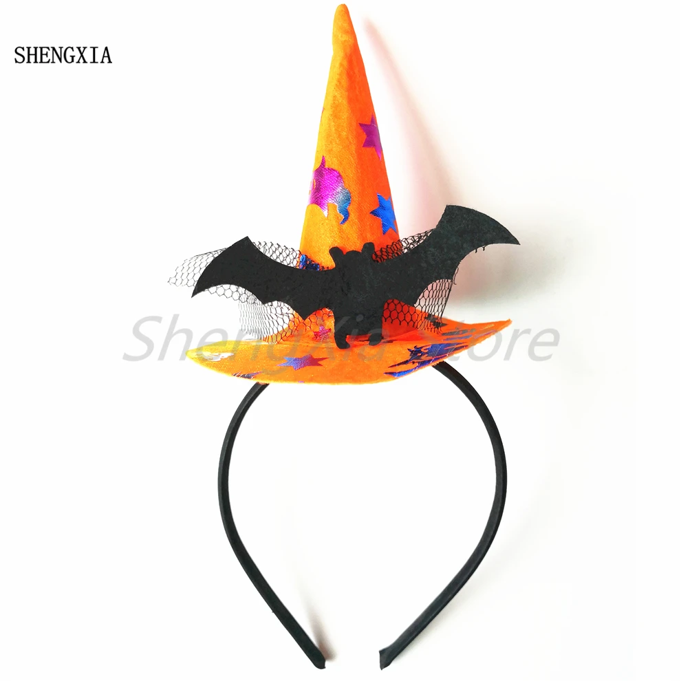 Новая шляпа ведьмы на Хэллоуин повязка для волос паук летучая мышь ведьма шляпа аксессуары для волос украшение для вечеринки шоу реквизит повязка на голову
