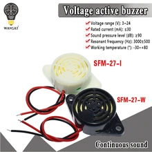 WAVGAT 95DB сигнал тревоги высокой частоты переменного тока 3-24V 12V Электронный звуковой сигнал тревоги прерывистый непрерывный звуковой сигнал для Arduino автомобиля Ван SFM-27