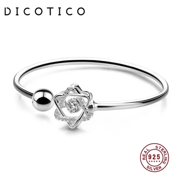 

Dicotico 100% 925 Sterling Bangles For Women Authentic Fine Jewelry Star Zircon Ball Cuff Mujer Brazaletes Kfb776-t