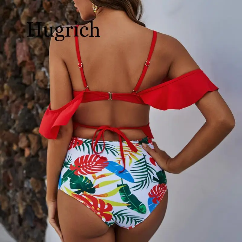 2020 Women High Waist Underwear Female Retro Lingerie Set Ladies Sexy Ruffled Trim Solid Color Sexy  Mujer