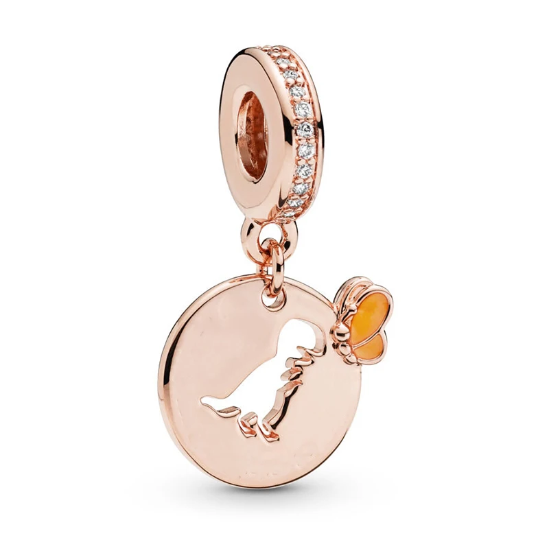 Rose Gold 03 Boosbiy, 2 шт., розовое золото, Лев, корона, любовь, сердце, подвеска, шарм, Подходит для Pandora, браслеты и ожерелья для женщин, ювелирные изделия, аксессуары - Цвет: Rose Gold 03