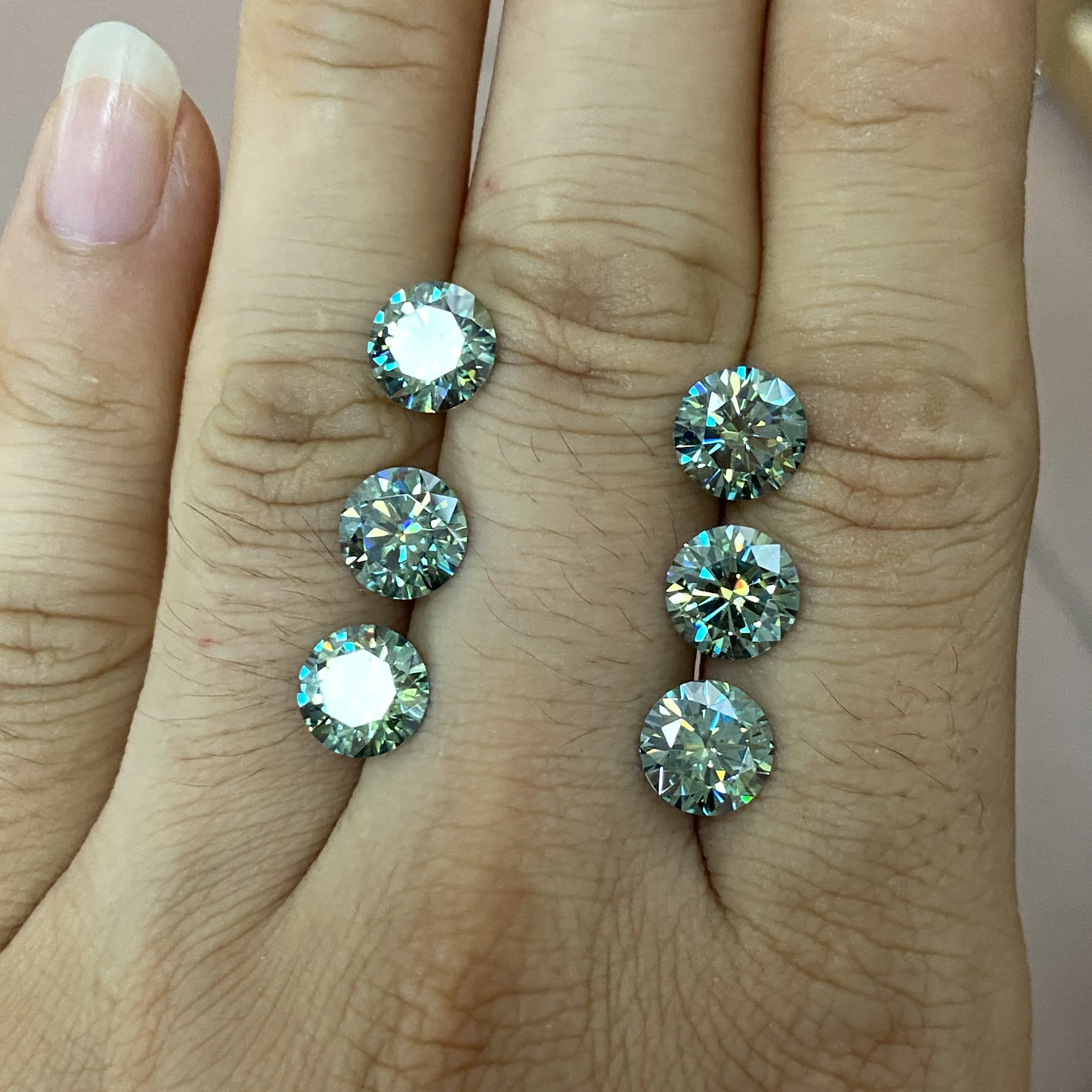 New color moissanite diamond 1ct 6.5 mm Blue Green Loose Moissanite stone