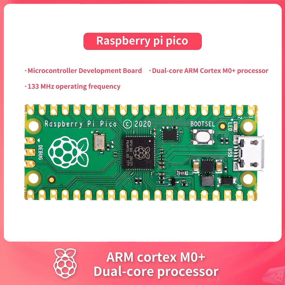 Nueva Raspberry pi pico Placa de desarrollo del microcontrolador Dual-core ARM Cortex M0 + procesador de 133 MHz de frecuencia de funcionamiento