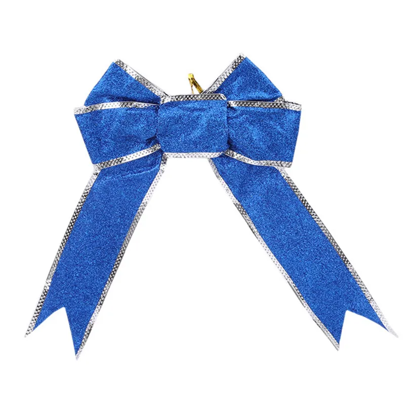 5Pcs Colorful Gold Silver Red Blue Rose-red Ribbon Bow Shape Applique Garment Accessories For Christmas Tree Decoration Supplies - Цвет: blue