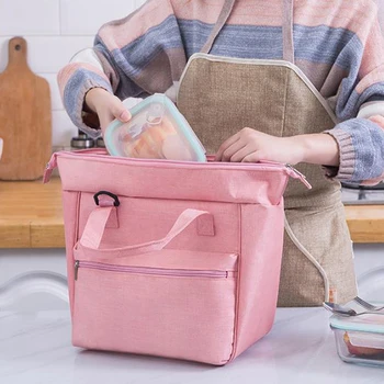 

1PCs Fresh Cooler Bags Waterproof Nylon Portable Zipper Thermal Oxford Lunch Bags For Women Convenient Lunch Box Tote Food Bags