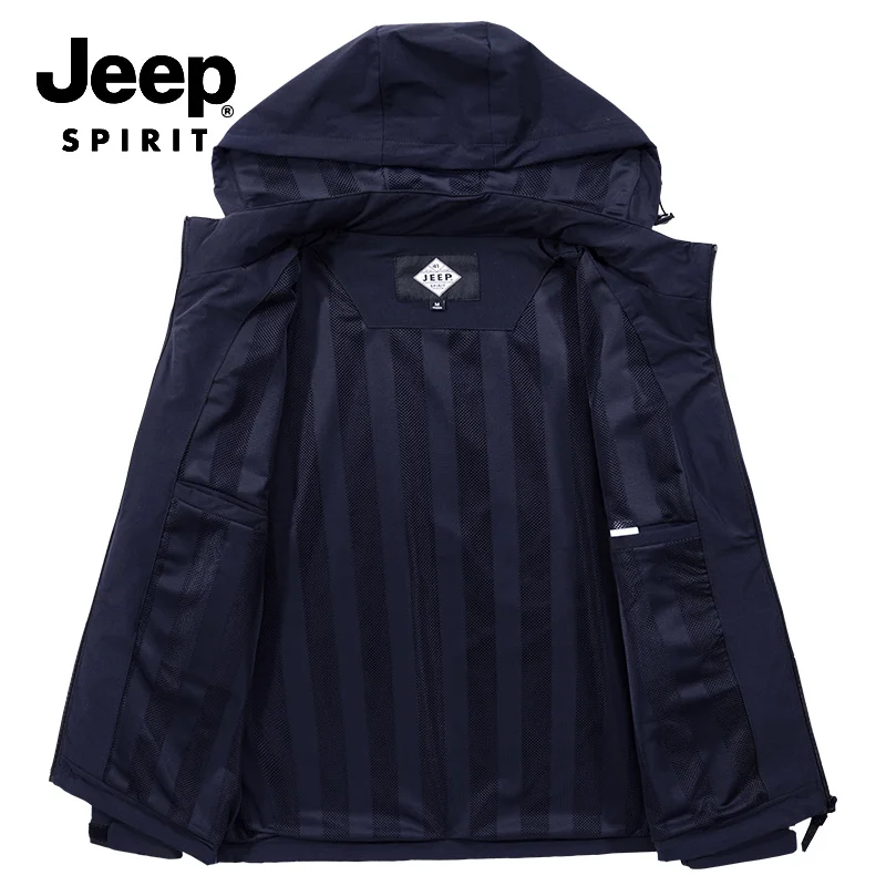 JEEP SPIRIT/брендовые осенние куртки, модная ветровка с капюшоном и воротником, весеннее пальто для мужчин, большие размеры, M-4XL, военная куртка