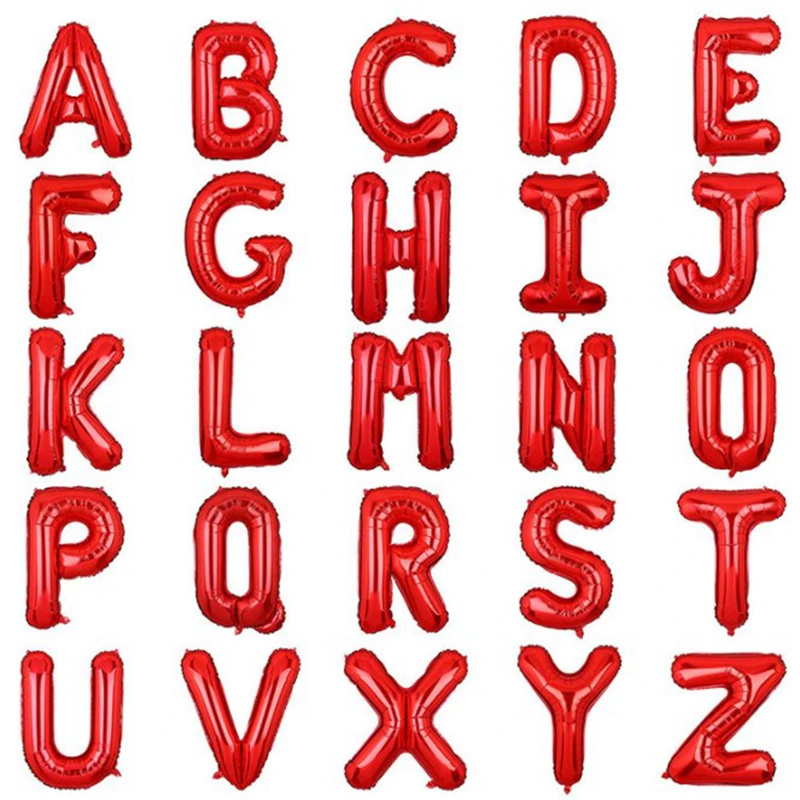 thumbnail image 1 of 1 globo con letras del alfabeto de 16 pulgadas, color rojo, rosa, dorado y plateado, para decoración de fiestas de cumpleaños y bodas, suministros para baby shower para niños, 1 of 5