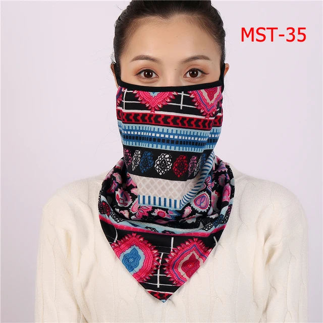 2021 Winter Face Mask Scarf Women Ring Neck Scarves Foulard Cotton Feeling Warm Fashion Print Men Outdoor Sport Unisex Bandana MST-35