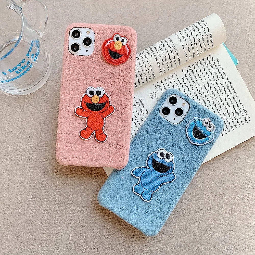 Милый мультфильм Улица Сезам печенье Элмо чехол для телефона для iphone 11 Pro X XS Max Xr 7 8 Plus ткань плюшевая задняя Мягкая обложка чехол s