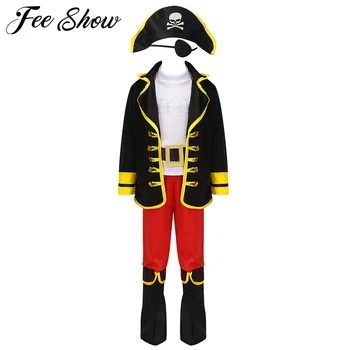 

Halloween Costumes Kids Boys Pirate Costume Children's Captain Cosplay Sets for Christmas New Year Purim Pirate Clothes