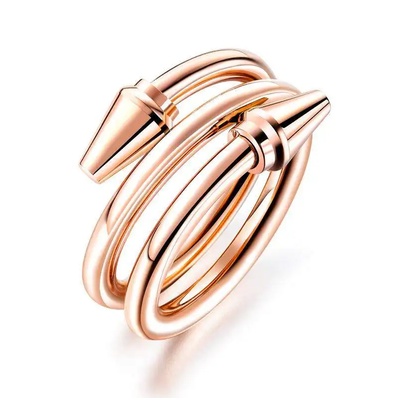 

Hemiston European Creative Three-ring Nail Ring Titanium Steel Ladies Ring Fashion Nail Tail Ring For Women Men