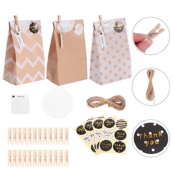 

1 Set Baking Sticker Gift Hanging Tag Kraft Paper Bag Party Gift Packing Bag for DIY Home Baking Party