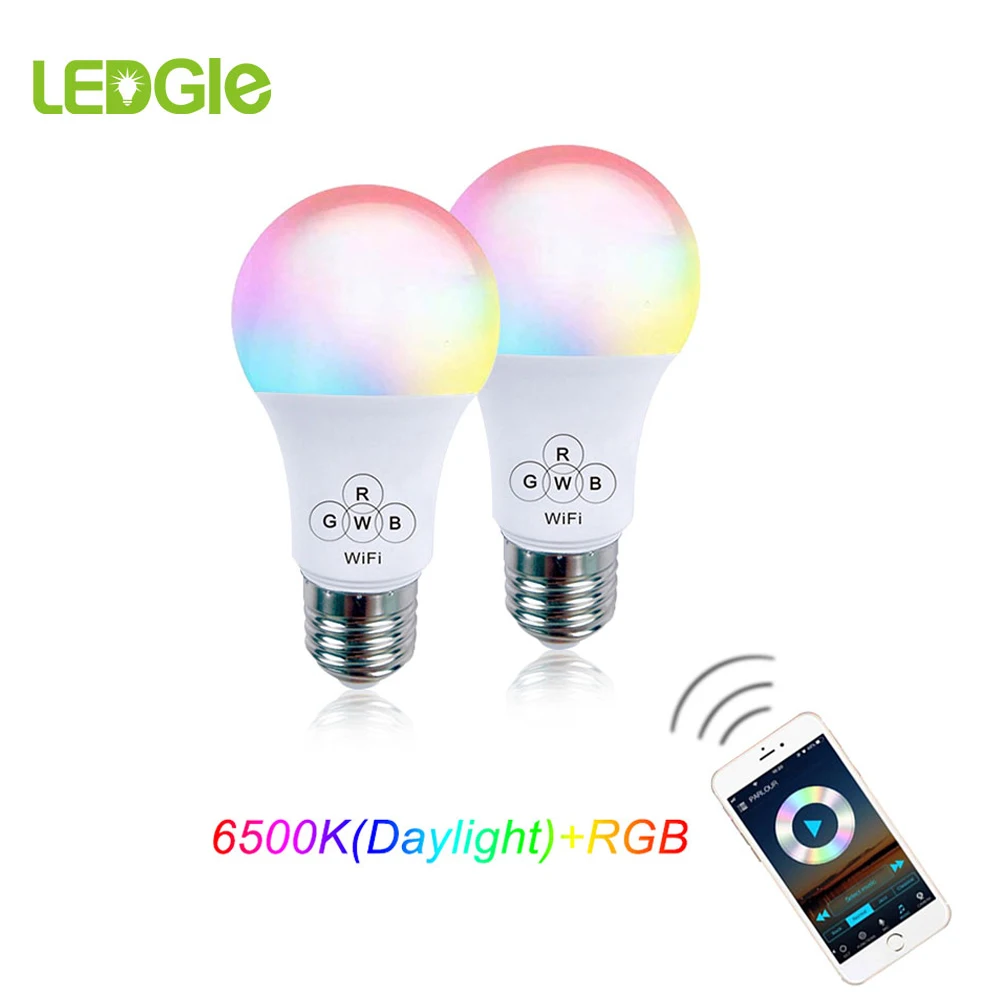 

LEDGLE 2 Pcs E26 E27 LED Lamp With WiFi RGBW LED Bulb 4.5W Smart Light Bulbs For Stage Lighting Effect Holiday Phone Lampada Led