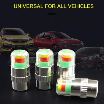 

Universal 4Pcs Car Auto Tire Tire Pressure Monitor Gage Alarm Alert Sensor Valve Indicator Caps Tire Warning Car Accessories