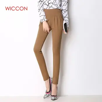

WICCON Fashion Women Elegant High Waist Casual Harem Pants Ladies Candy Color Wild Pocket Office OL Pants Plus Size 6XL Trousers