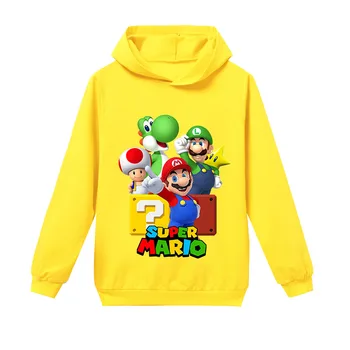 

Children Clothing Boys Sweatshirts Super Mario Hoodies for Teen Girls Kids Long Sleeve Tshirts Casual Tops Cartoon