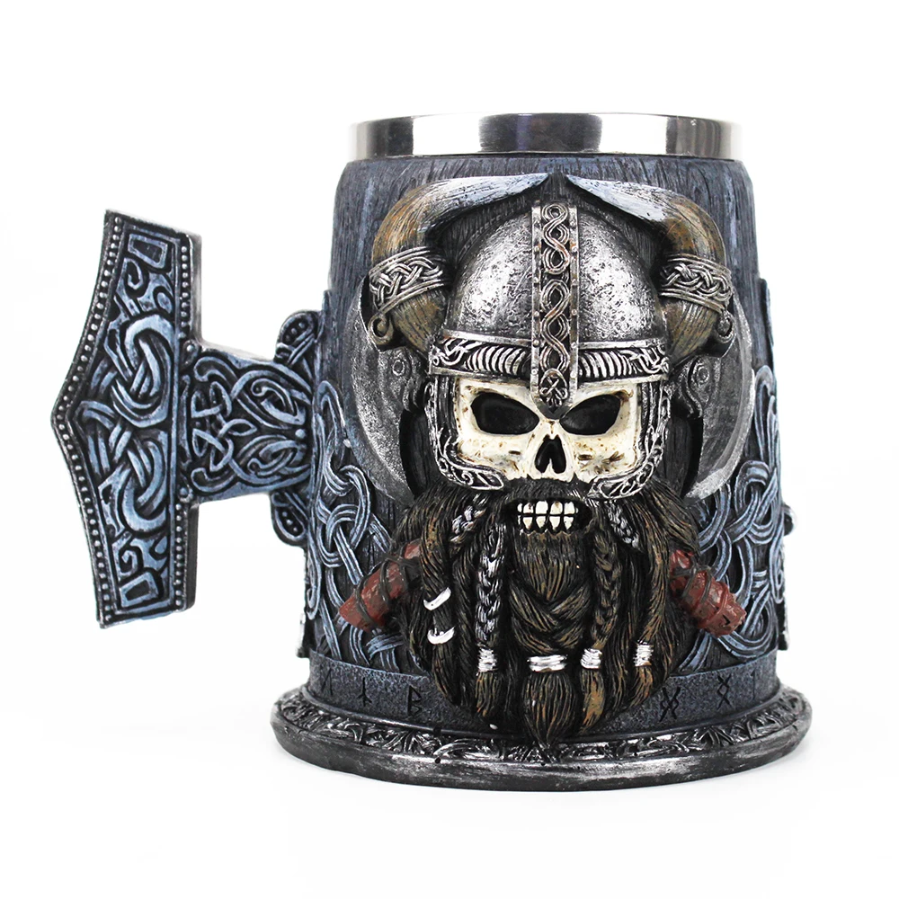 

Danegeld Tankard Mug With Stainless Steel Insert Resin Skull Viking Coffee Beer Mugs Cup BEST Birthday Gift 600ml mugs cup