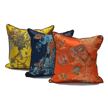 

American classic pillowcase deep forest satin jacquard Square sofa Cushion Cover