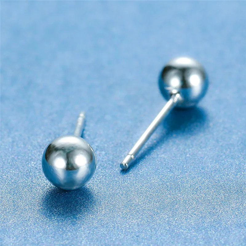 

Cute Female Small Smooth Ball Stud Earrings Simple 925 Sterling Silver Stud Earrings Classic High Quality Earrings For Women
