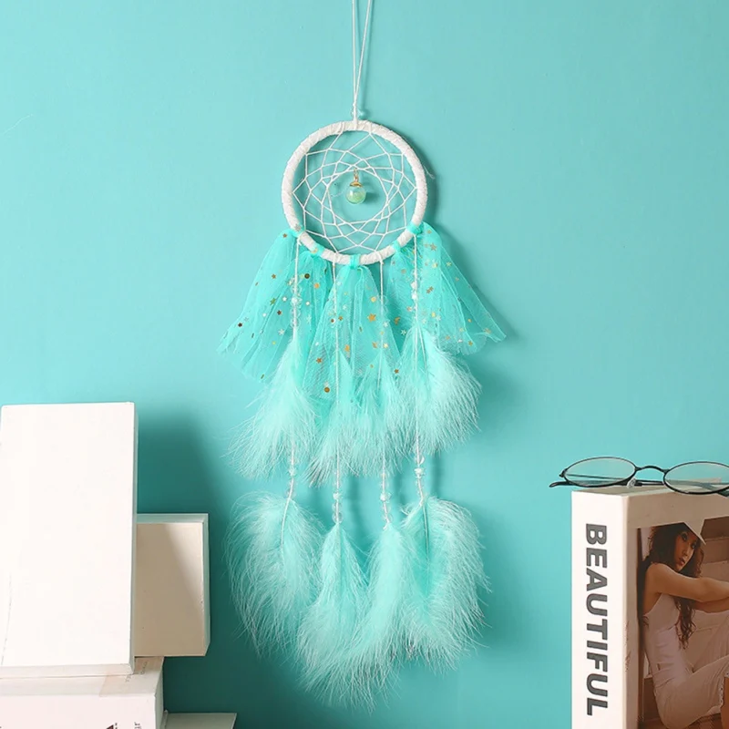Wind Chimes Handmade Indian Dream Catcher Net With Feathers Car Wall Hanging Dream Catcher Craft Gift Home Decoration
