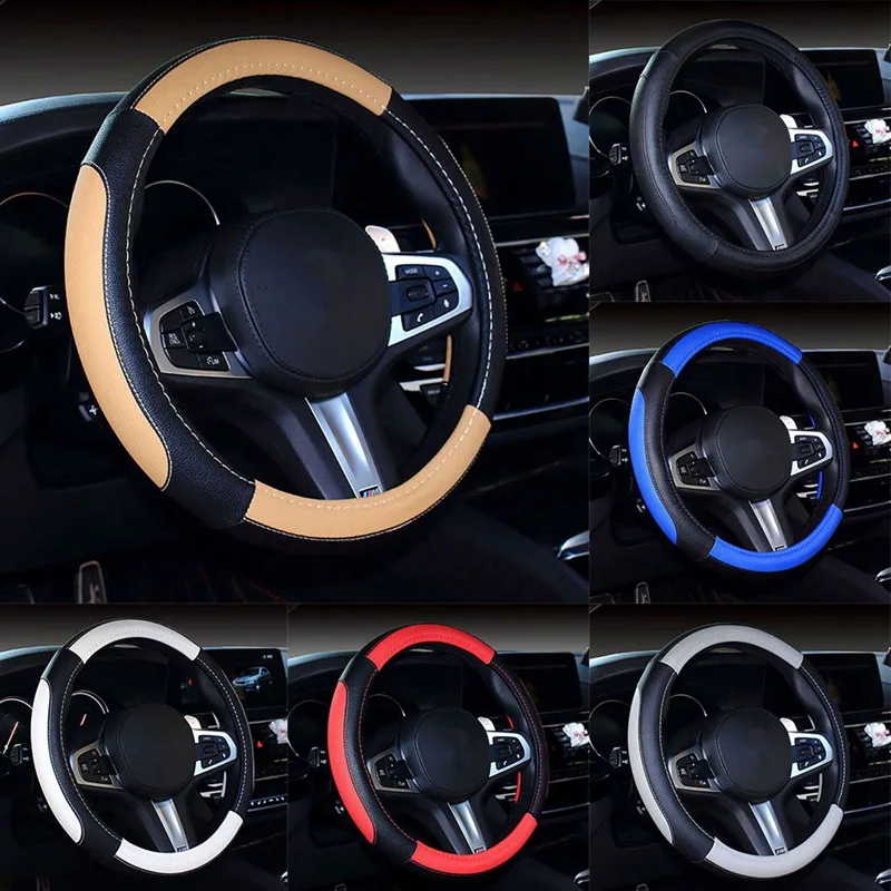 Четыре сезона универсальный элегантный из микрофибры кожаный чехол рулевого колеса автомобиля 38 см рулевое защитное покрытие автомобиля Стайлинг