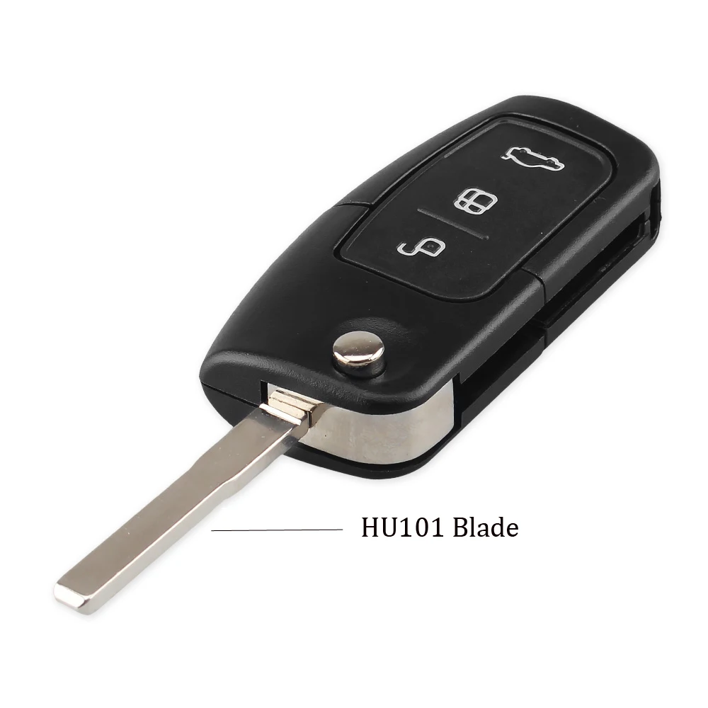 KEYYOU 3 кнопки модифицированный складной Автомобильный ключ откидная оболочка ключа дистанционного управления Fob чехол для Ford Focus Fiesta C-Max S-Max Ka Mondeo Galaxy - Количество кнопок: Modified Key HU101