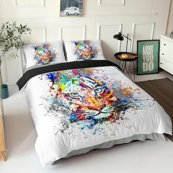 

2/3pcs Bedding Set 3D Colorful Tiger Printed Bed Sets Duvet Cover European size King Queen Quilt Cover Comforter Cover for Kid