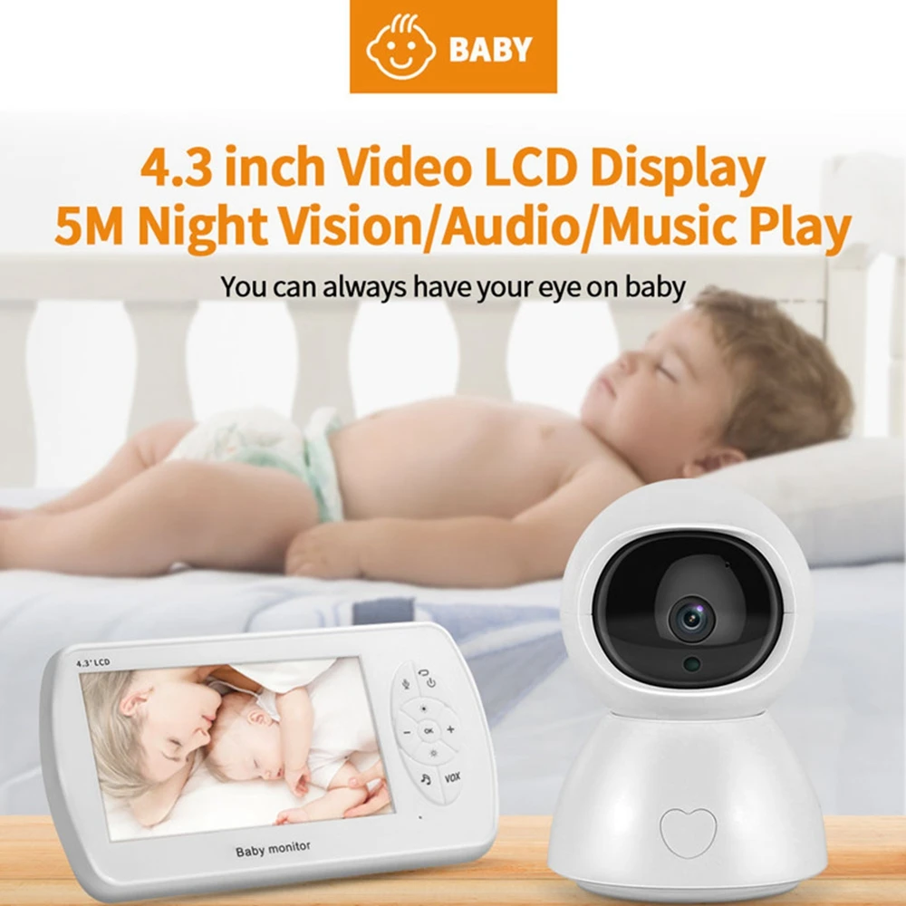 Wireless Video Intercom Wifi Baby Monitor With Camera 4.3 Inches LCD Two Way Audio Talk Night Vision Baby Surveillance Camera