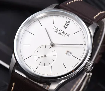 

Parnis 41mm Automatic Mechanical Watch Men Minimalist Luxury Brand Business Waterproof Calendar Wristwatch Men Leather Strap