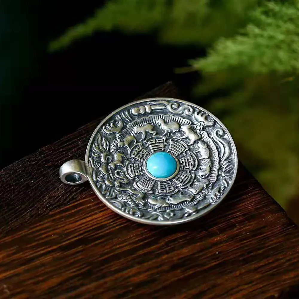 Подвеска RADHORSE из стерлингового серебра 925 пробы, ювелирные украшения из бирюзы, Jiugong сплетни с двенадцатью знаками Зодиака, моделирование S925, серебряные подвески