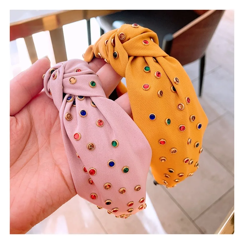 36 шт./лот, сделай сам, Простые разноцветные ободки для ногтей с бусинами и разноцветными бриллиантами, широкие ободки для волос, инструменты для укладки волос, аксессуары HA1368