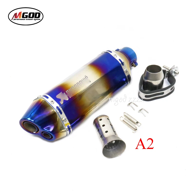 A2 Универсальный мотоциклетный глушитель для мотокросса Akrapovic Kawasaki ER6N Z650 650 уличный ATV Dirt Pit Bike - Цвет: A2